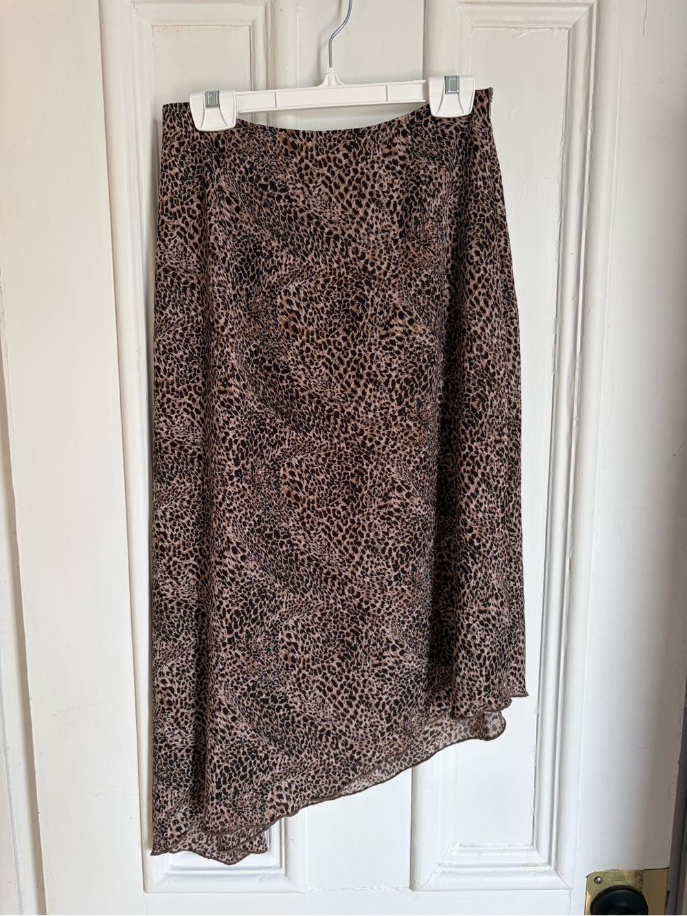 Vintage y2k Leopard Print Asymmetrical Skirt - Brown & Black